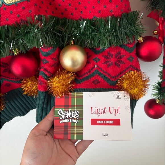 Spencer’s Festive AF Light-Up Christmas Sweater – Red/Green – Multiple Sizes - Picture 3 of 4